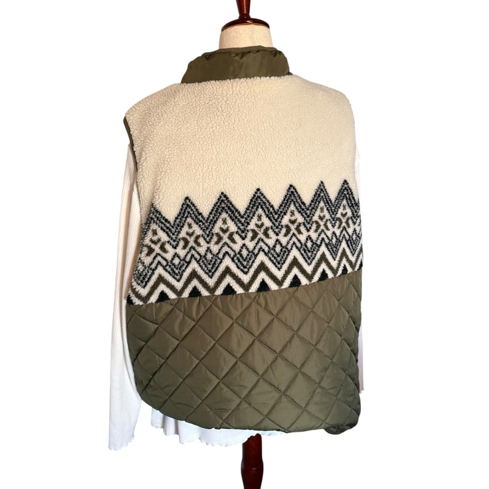 🌿 Maurices Fair Isle Sherpa Quilted Vest 3X Cozy Winter Cabin Layer 🌿 - Picture 4 of 7